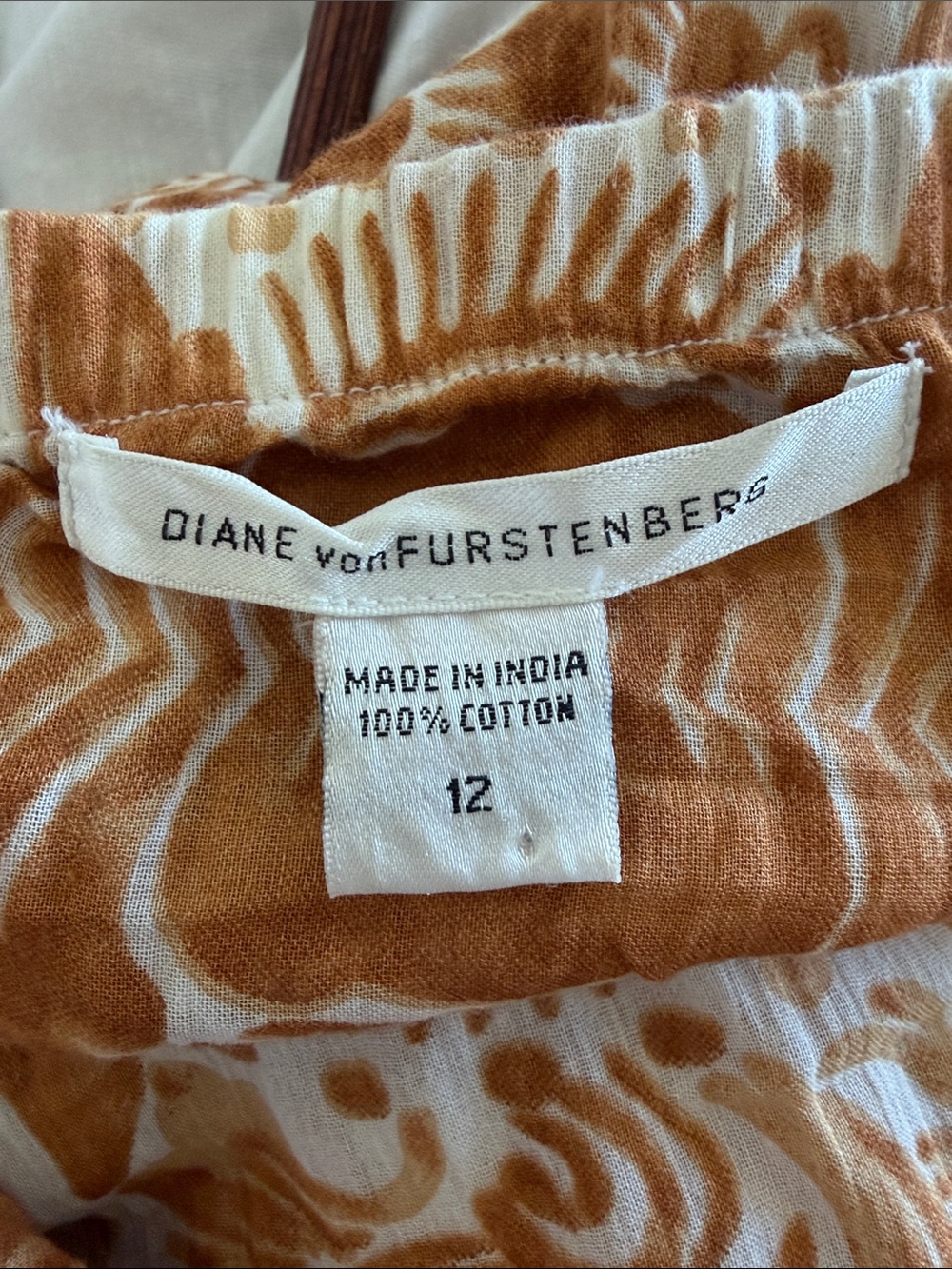 Diane Von Furstenberg Strapless Orange Paisley Print Dress - Picture 2 of 7